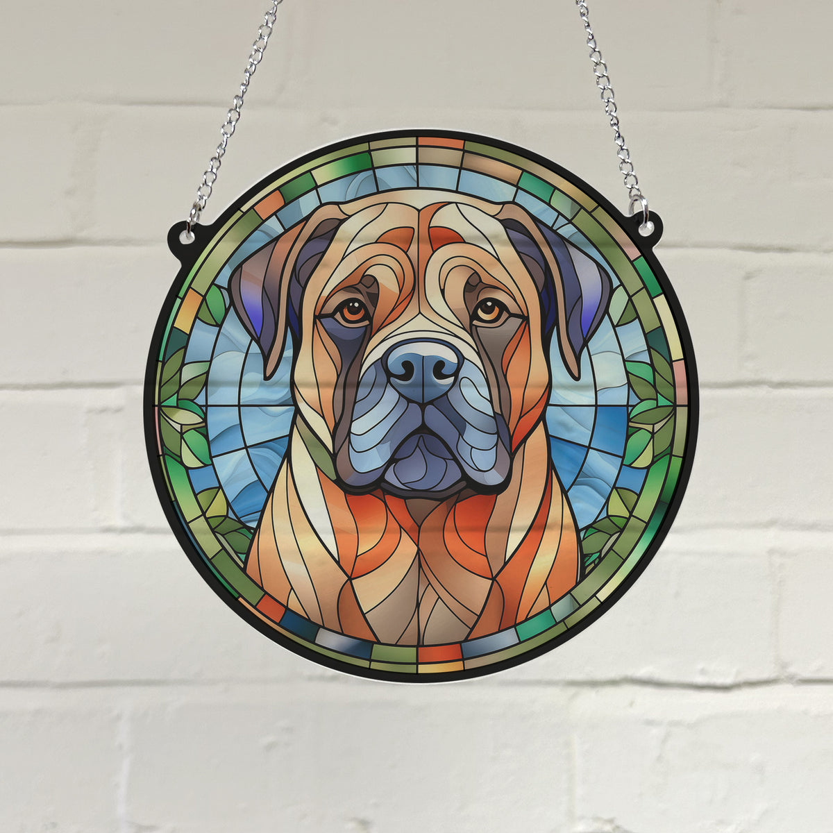 Attrape-soleil Vitrail Chien Bouledogue, Déco Fenêtre Ou Sapin Vintage