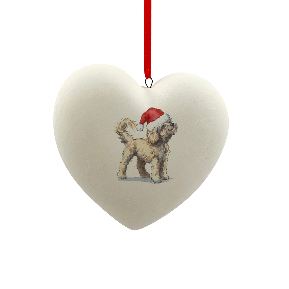 Cavapoo Blonde in Santa Hat Christmas Heart Bauble – Villager Jim's Shop