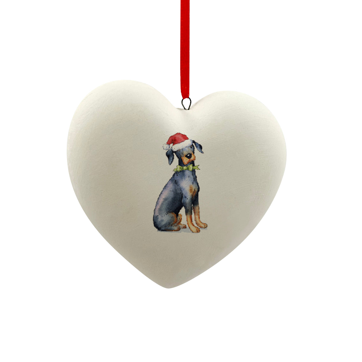 Doberman in Santa Hat Christmas Heart Bauble – Villager Jim's Shop