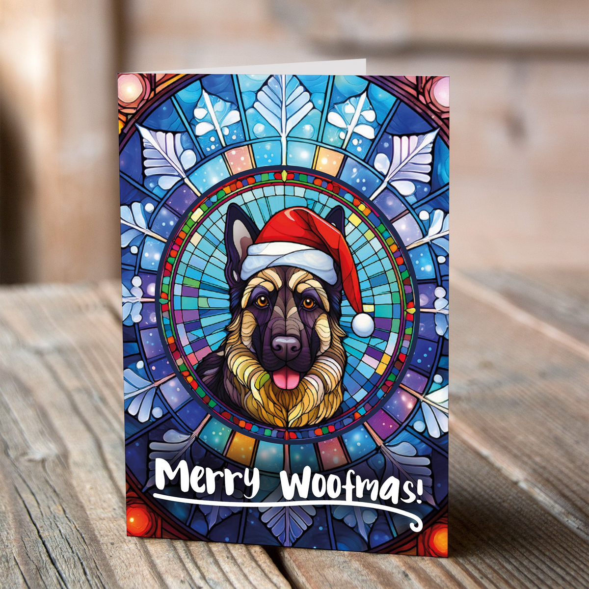 German Shepherd in a Santa Hat Christmas Card – Villager Jim's Shop