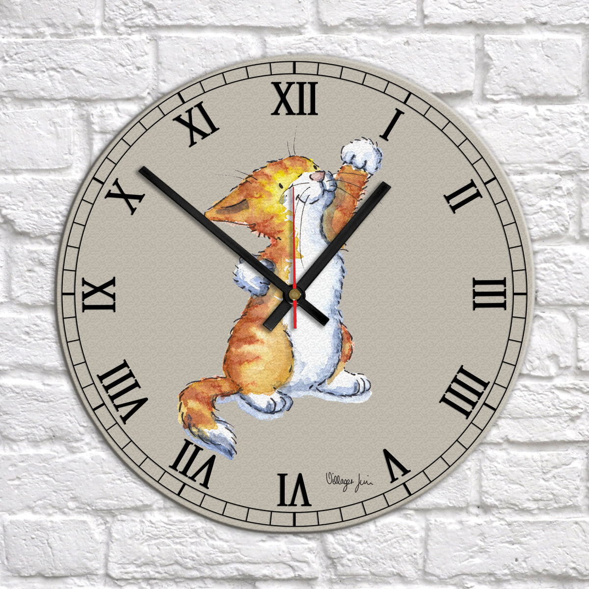 Ginger & White Cat Clock Villager Jim's Shop