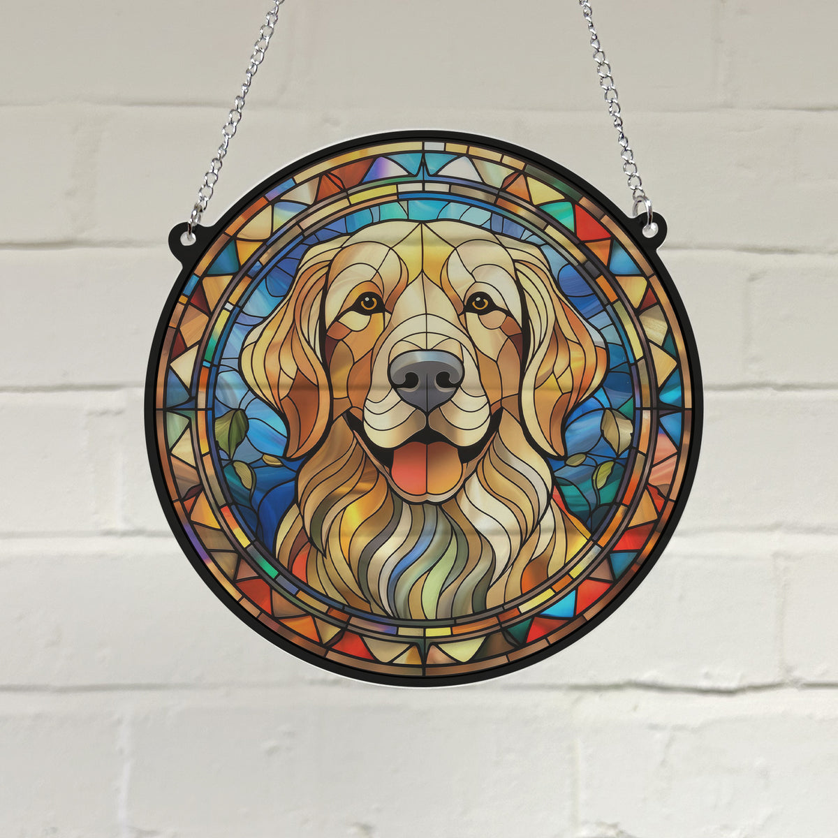 Golden Retriever Stained Glass Effect Suncatcher Villager Jim's Shop