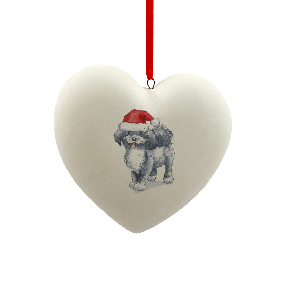 Havanese Grey & White in Santa Hat Christmas Heart Bauble – Villager ...