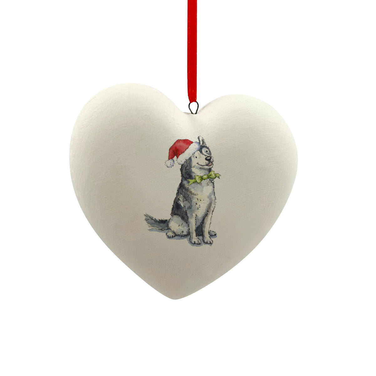 Husky in Santa Hat Christmas Heart Bauble – Villager Jim's Shop