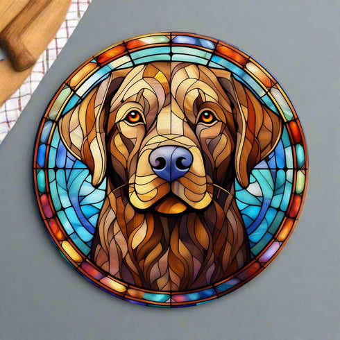 Labrador Chocolate Glass Suncatcher Worktop Saver