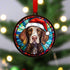 German Shorthaired Pointer in Santa Hat Suncatcher Decoration