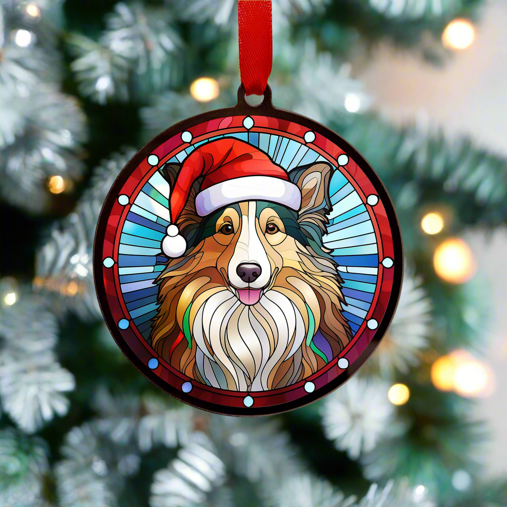 Sheltie in Santa Hat Suncatcher Decoration – Villager Jim's Shop