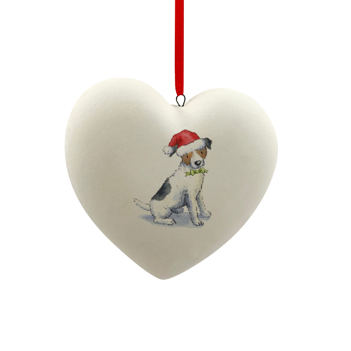 Jack Russell in Santa Hat Christmas Heart Bauble – Villager Jim's Shop