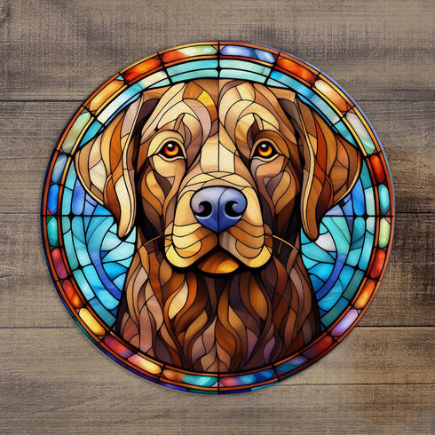 Labrador Chocolate Glass Suncatcher Worktop Saver