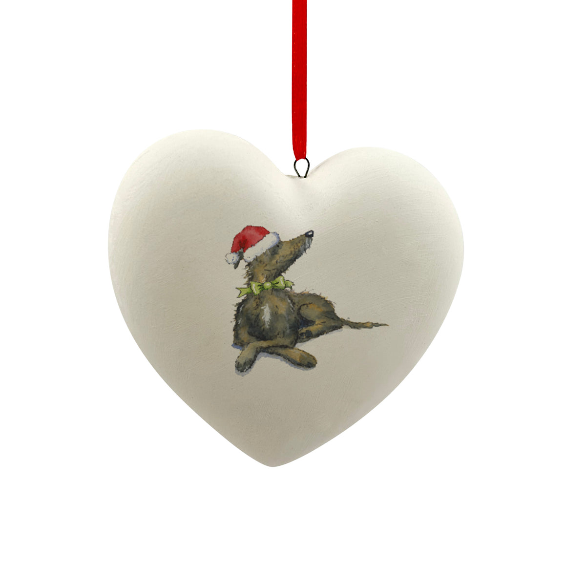 Lurcher in Santa Hat Christmas Heart Bauble – Villager Jim's Shop