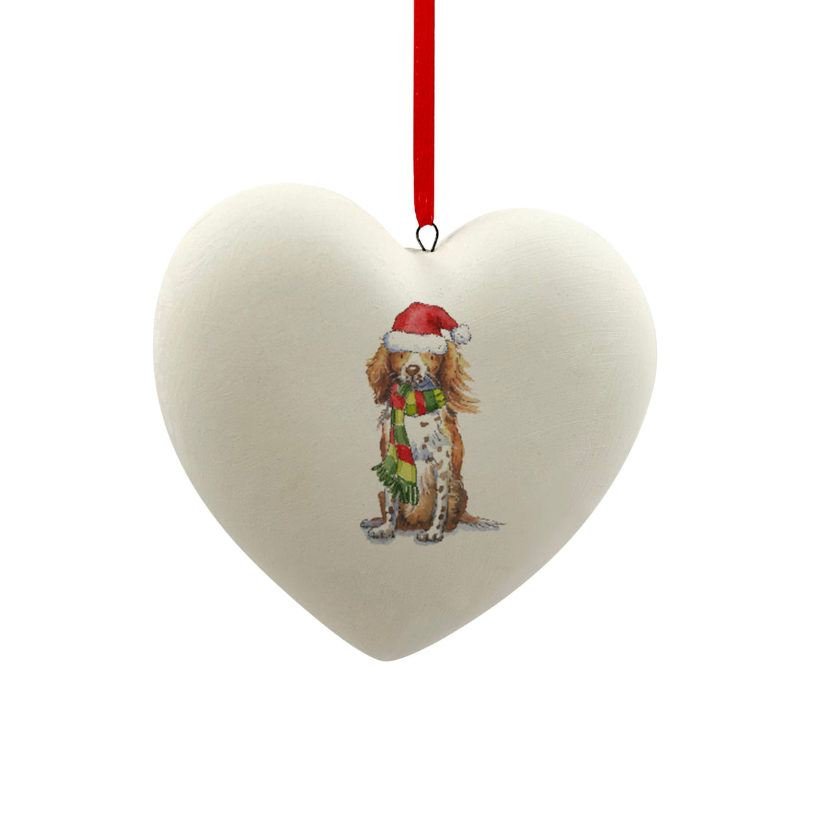 Sprocker in Santa Hat Christmas Heart Bauble – Villager Jim's Shop