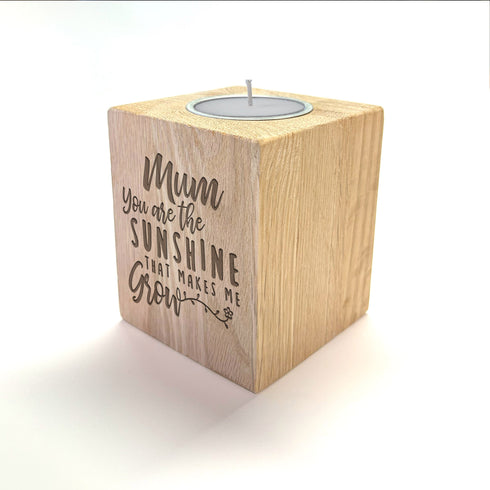 Sunshine Mum Wooden Cube Candle Holder