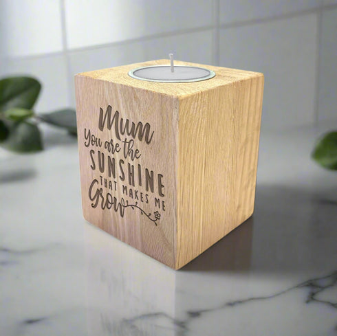 Sunshine Mum Wooden Cube Candle Holder