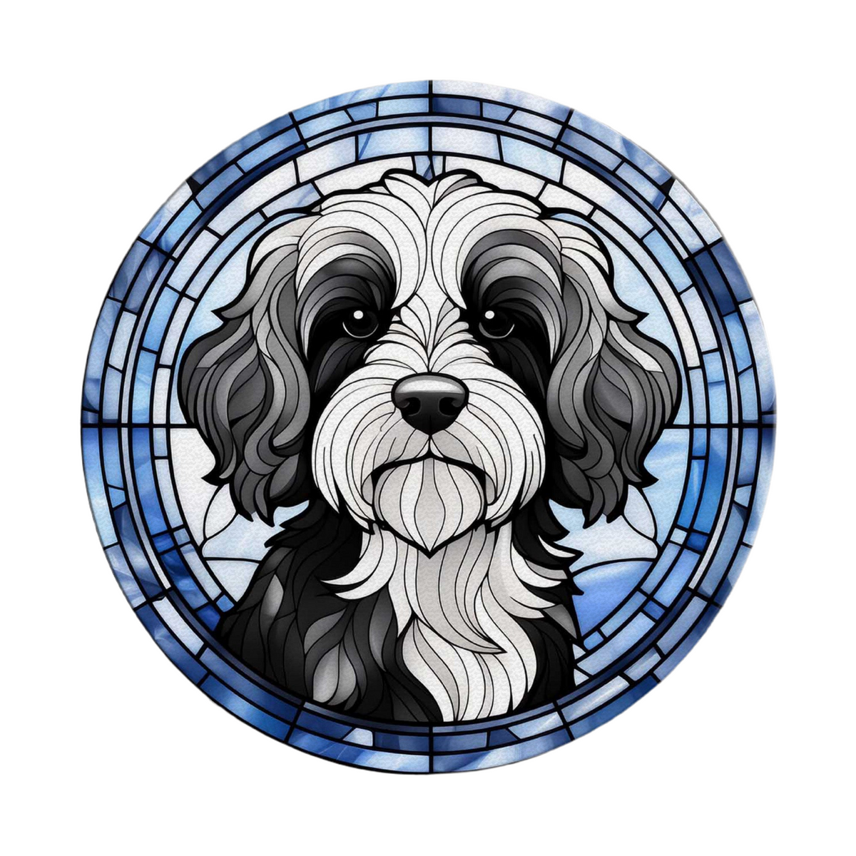 Cavapoo Black & White Glass Suncatcher Worktop Saver – Villager Jim's Shop