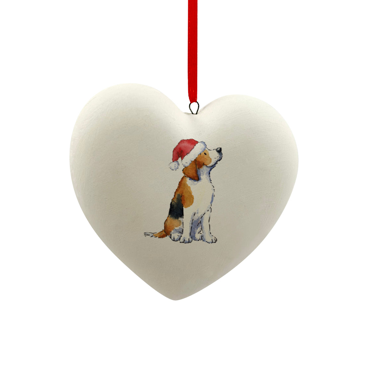 Beagle in Santa Hat Christmas Heart Bauble – Villager Jim's Shop