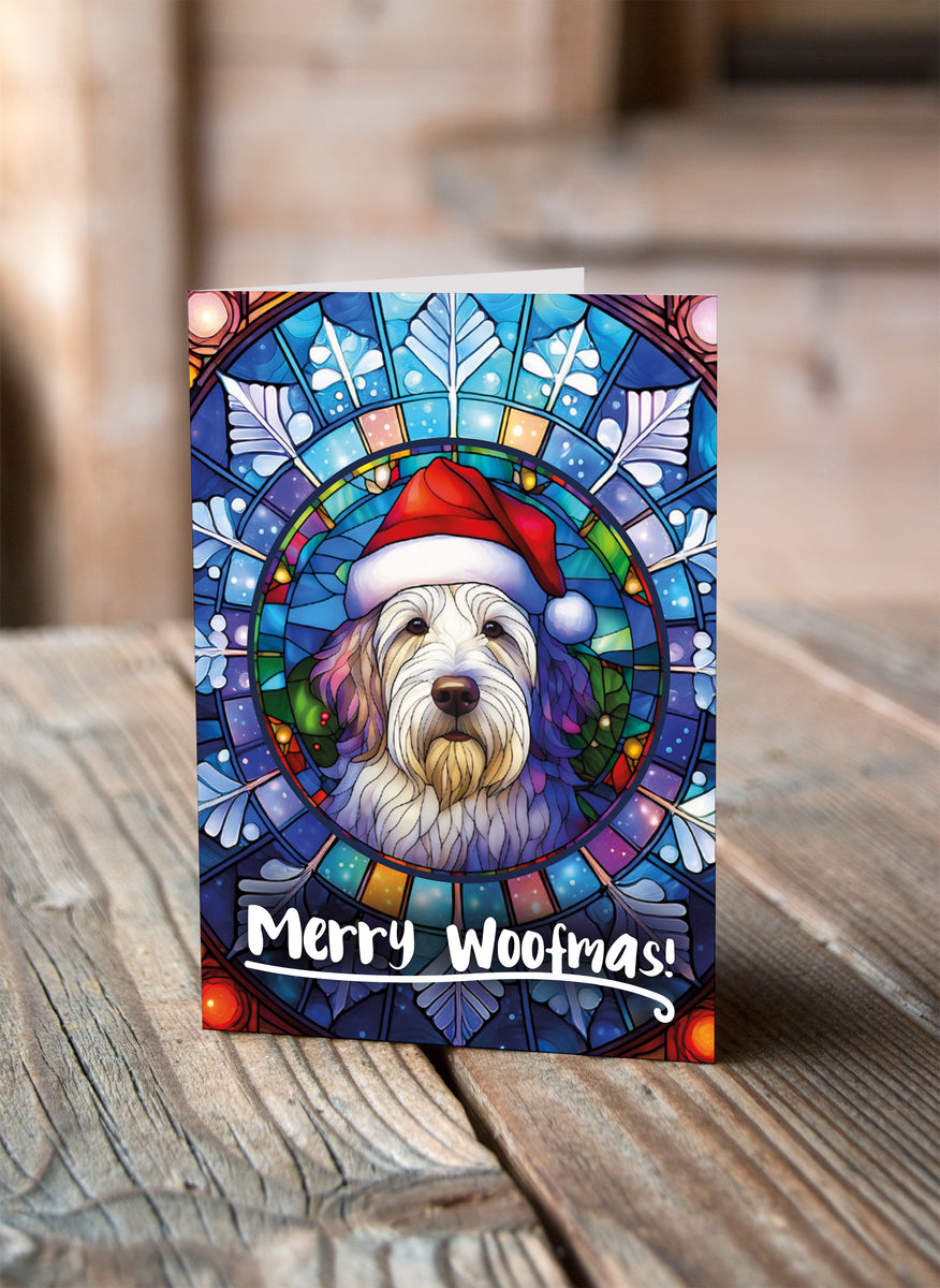 Bearded Collie in a Santa Hat Christmas Card – Villager Jim's Shop