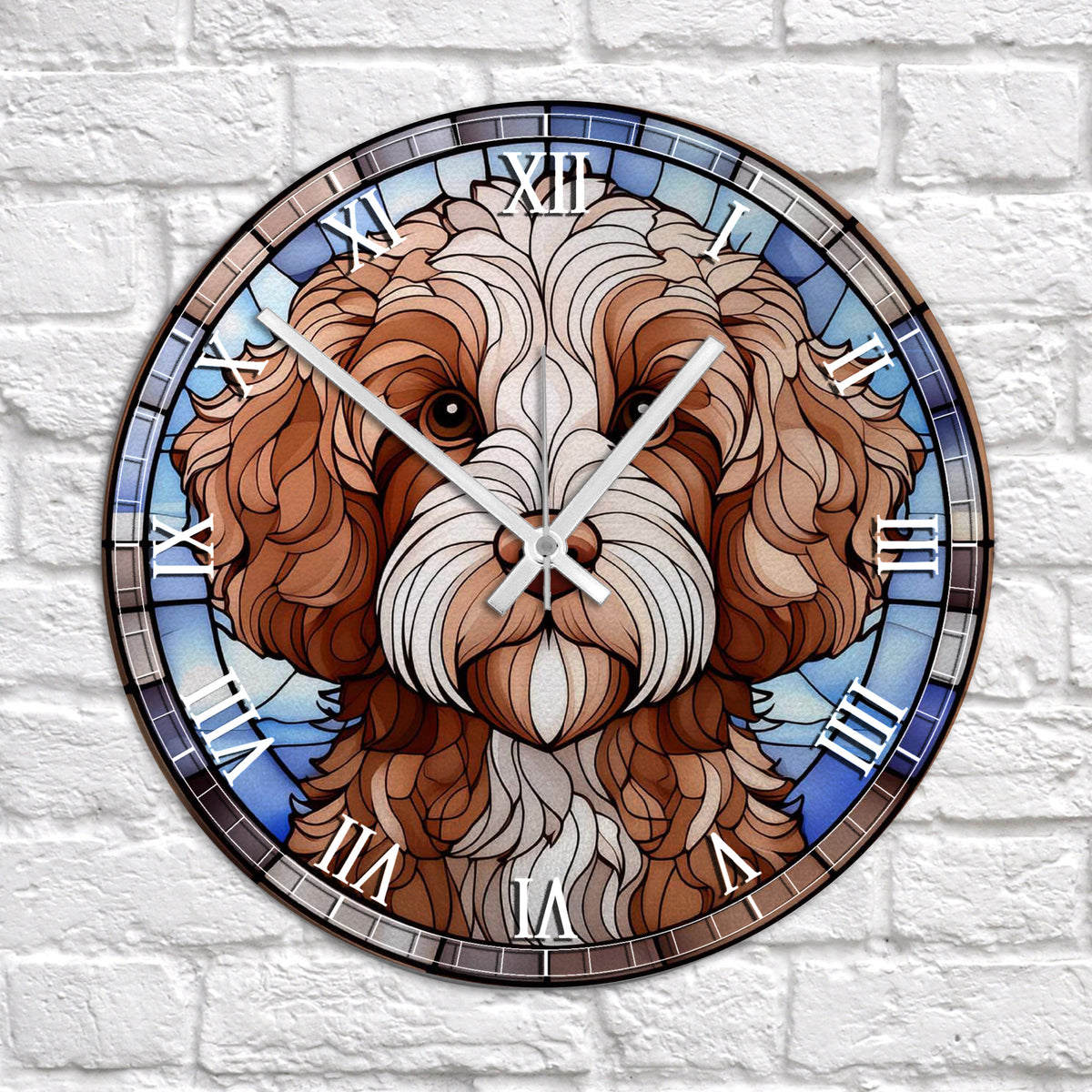 Cavapoo Brown & White Suncatcher Effect Clock – Villager Jim's Shop