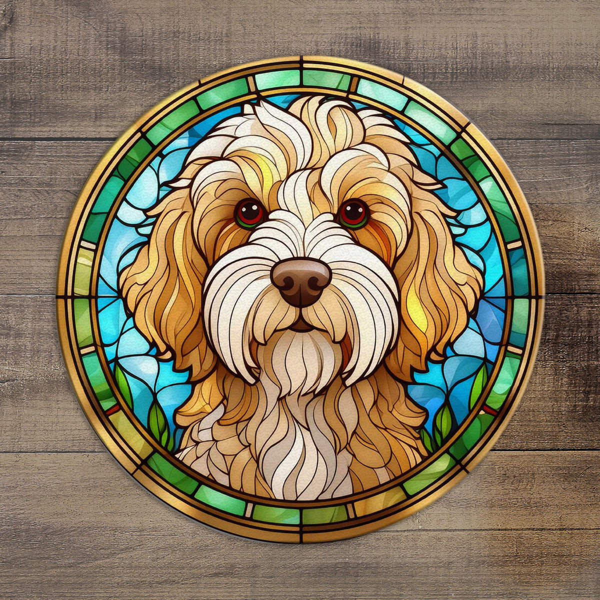 Stained Glass Cockapoo Cockapoo Apricot Glass Suncatcher Worktop Saver – Villager Jim's Shop