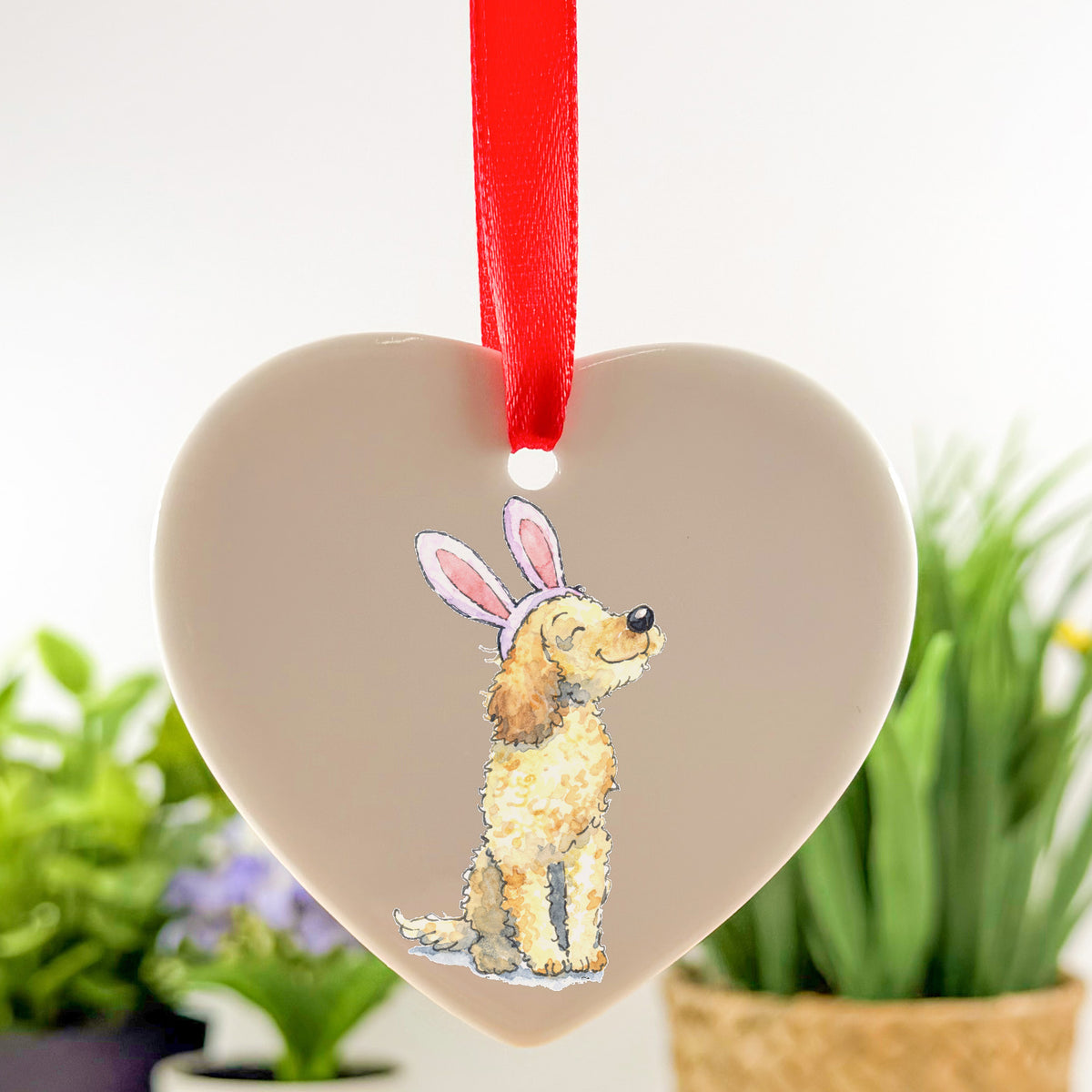 Cockapoo in Bunny Ears Easter Ceramic Heart – Villager Jim's Shop