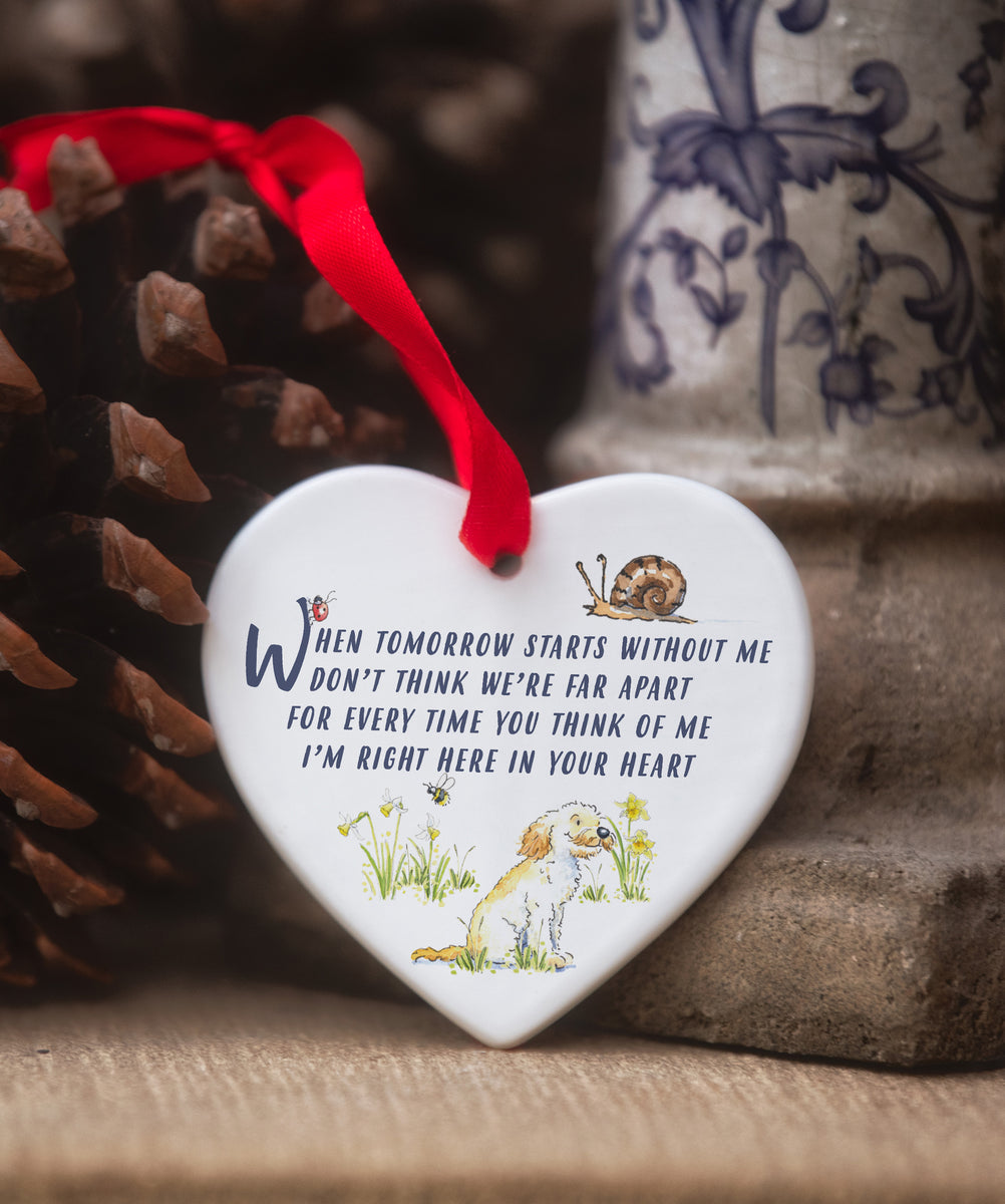 Cockapoo Golden When Tomorrow Starts Ceramic Heart – Villager Jim's Shop
