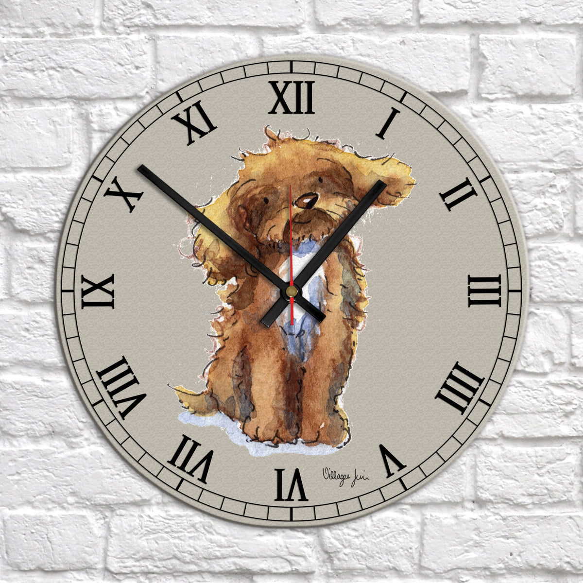 Cockapoo Brown & White Clock – Villager Jim's Shop