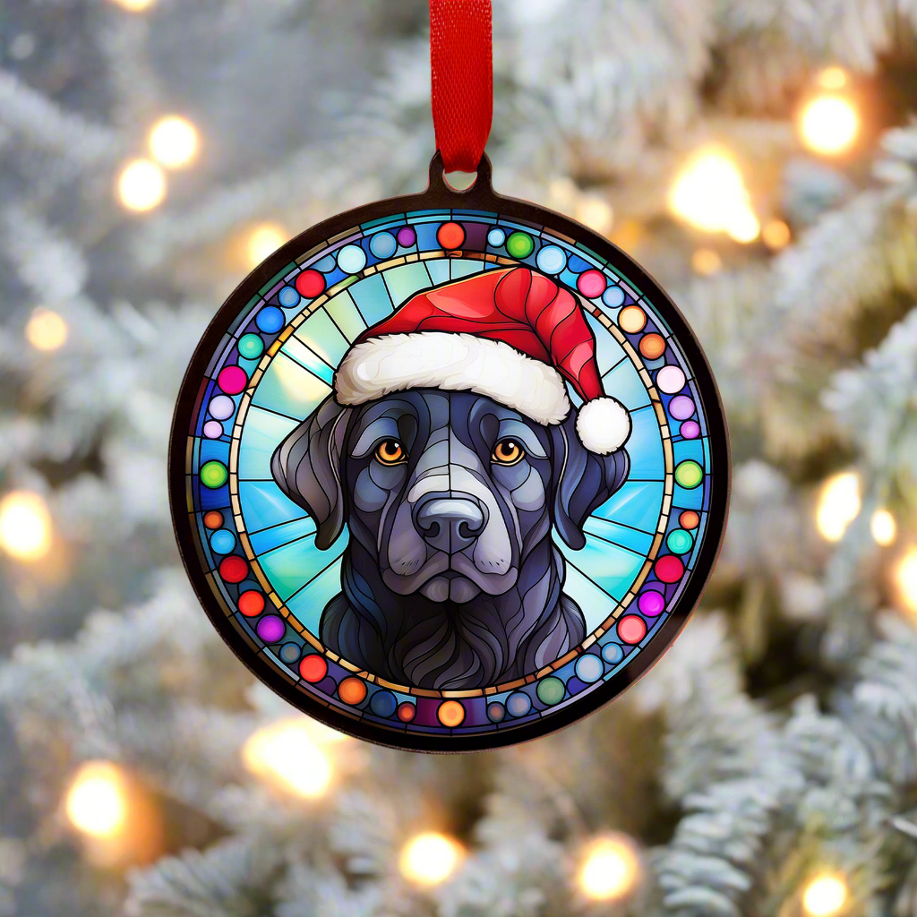 Labrador Black in Santa Hat Suncatcher Decoration – Villager Jim's Shop