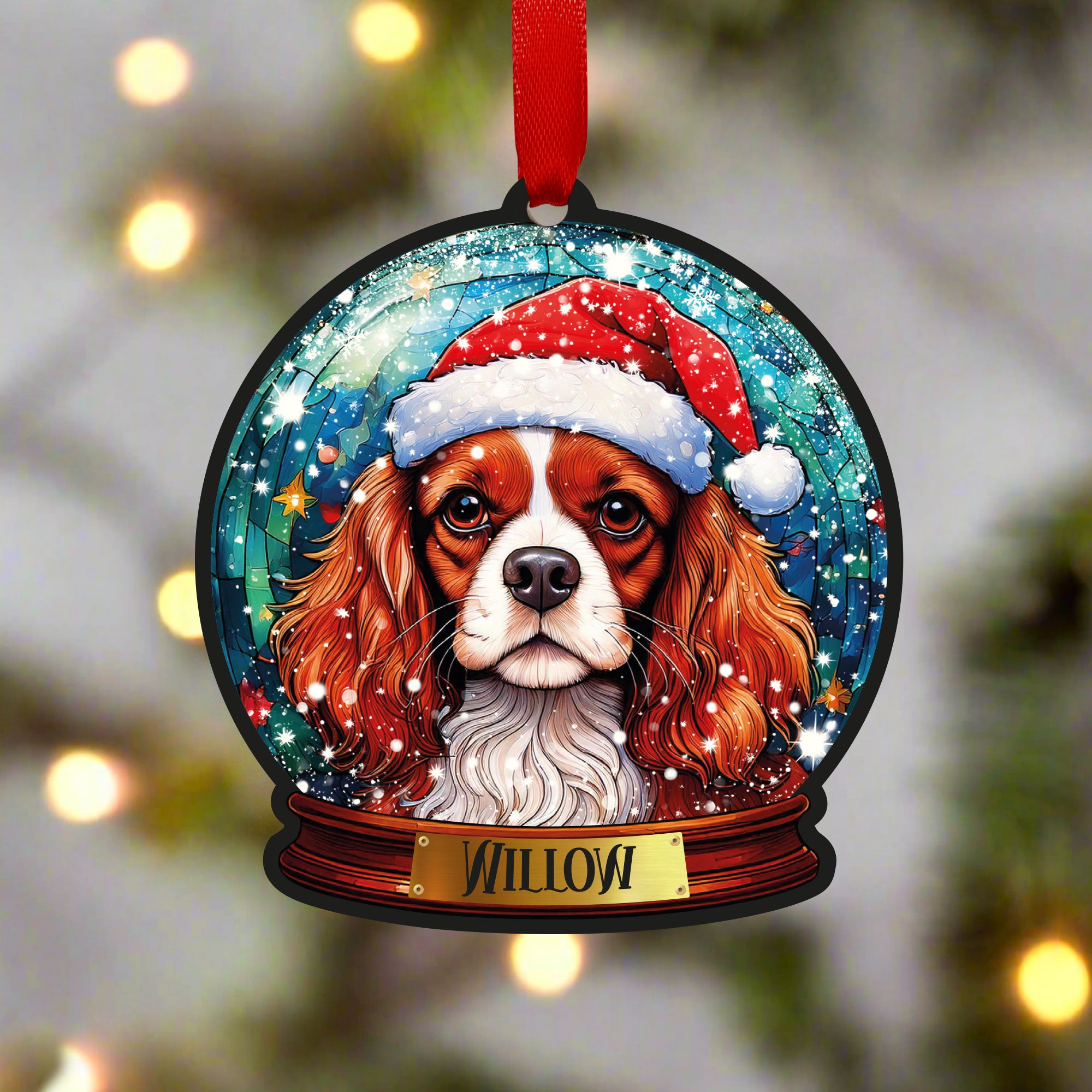 Cavalier King Charles Spaniel Snow Globe Decoration – Villager
