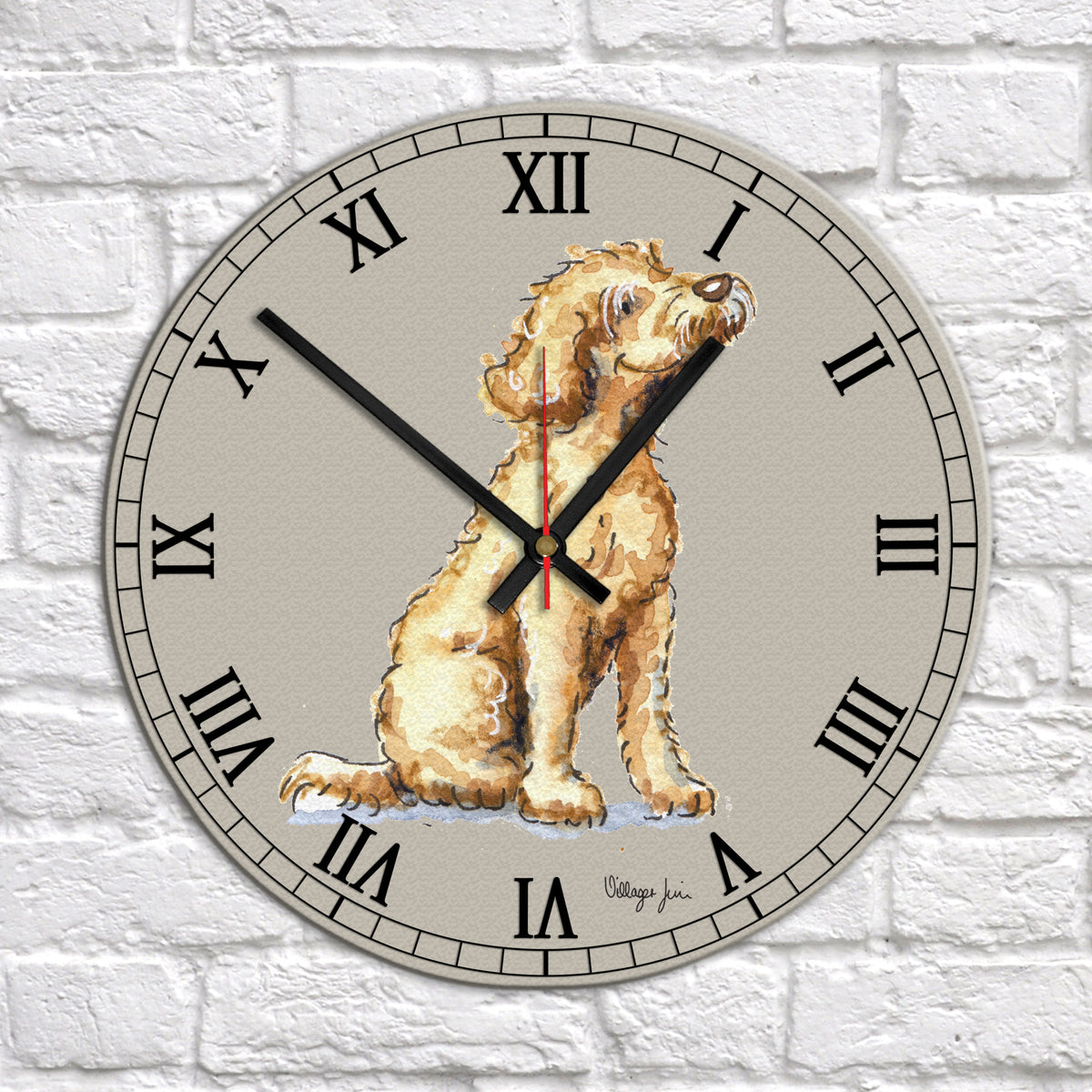 Labradoodle Yellow Clock – Villager Jim's Shop