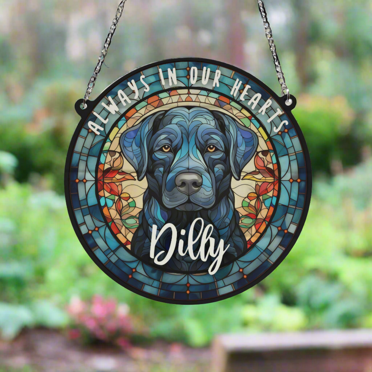 Labrador Black Memorial Stained Glass Effect Suncatcher – Villager Jim ...