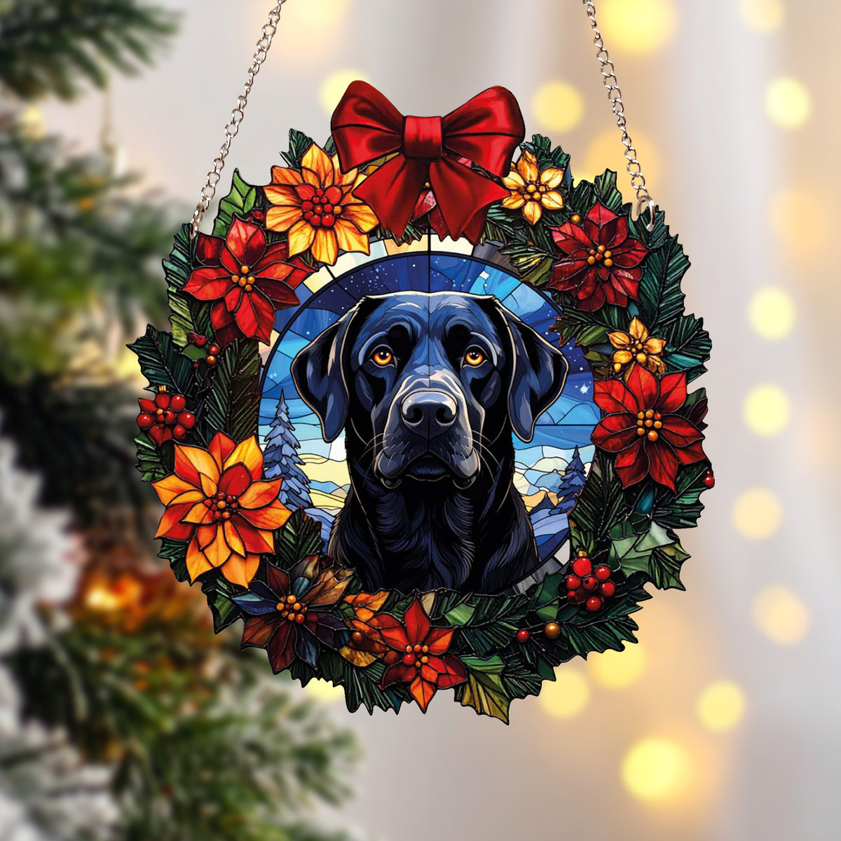 Labrador Black Christmas Wreath Suncatcher – Villager Jim's Shop