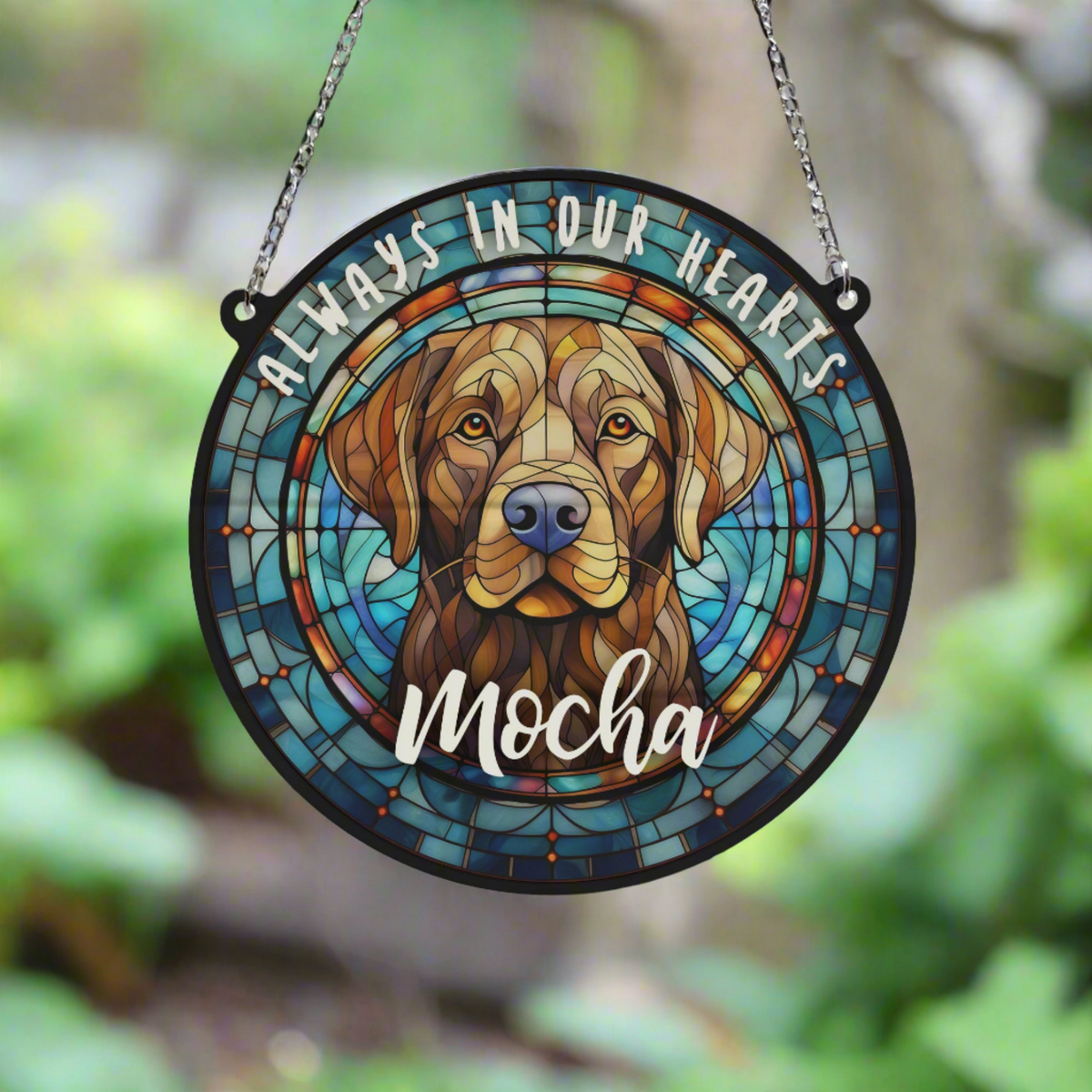 Labrador Chocolate Memorial Stained Glass Effect Suncatcher – Villager ...
