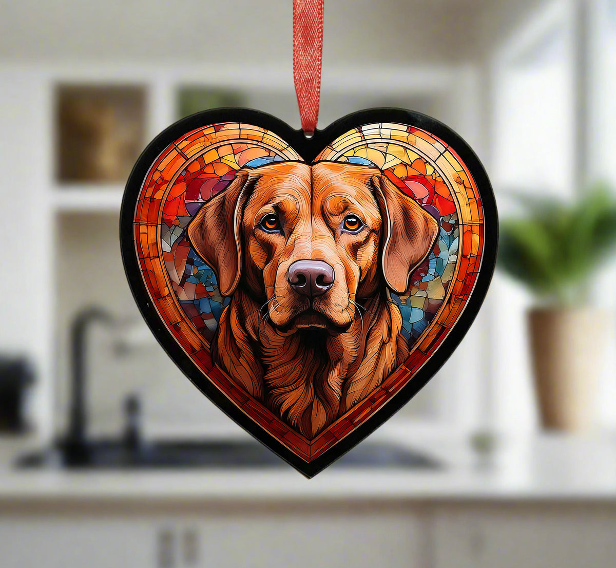 Labrador Fox Red Glass Effect Heart Suncatcher – Villager Jim's Shop