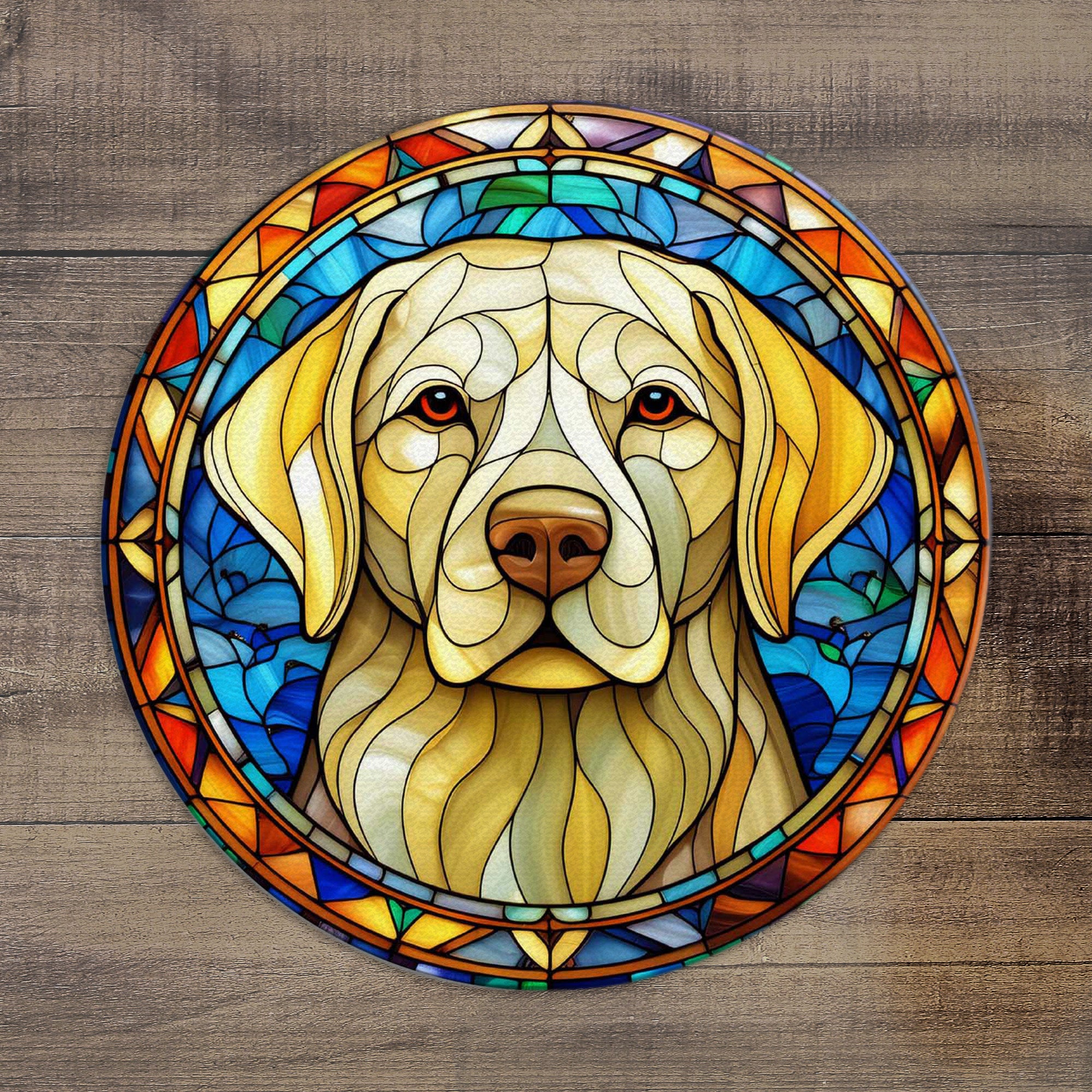 Lab Stained Glass Pattern Lucas The Yellow Lab Dog Panel By