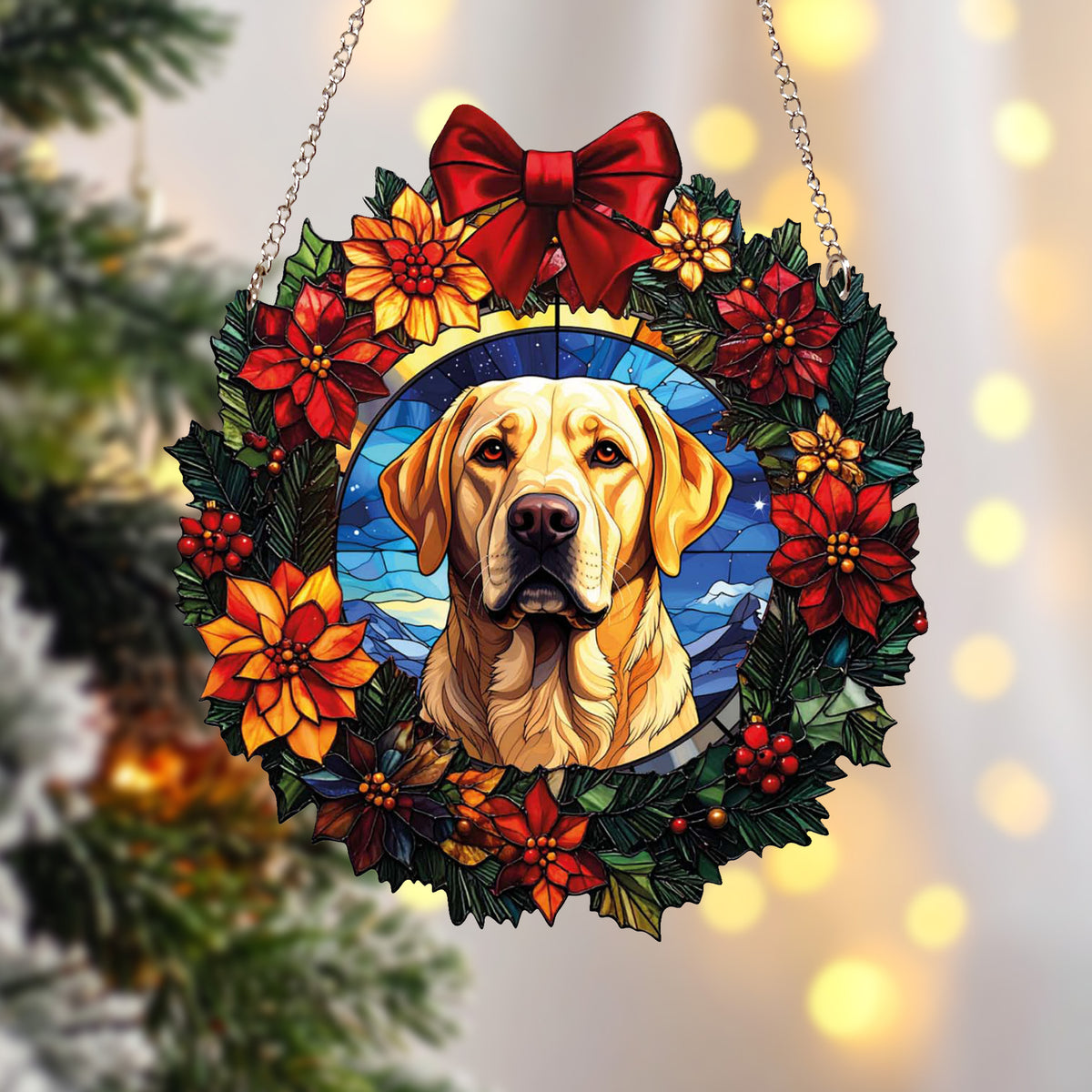 Labrador Yellow Christmas Wreath Suncatcher – Villager Jim's Shop