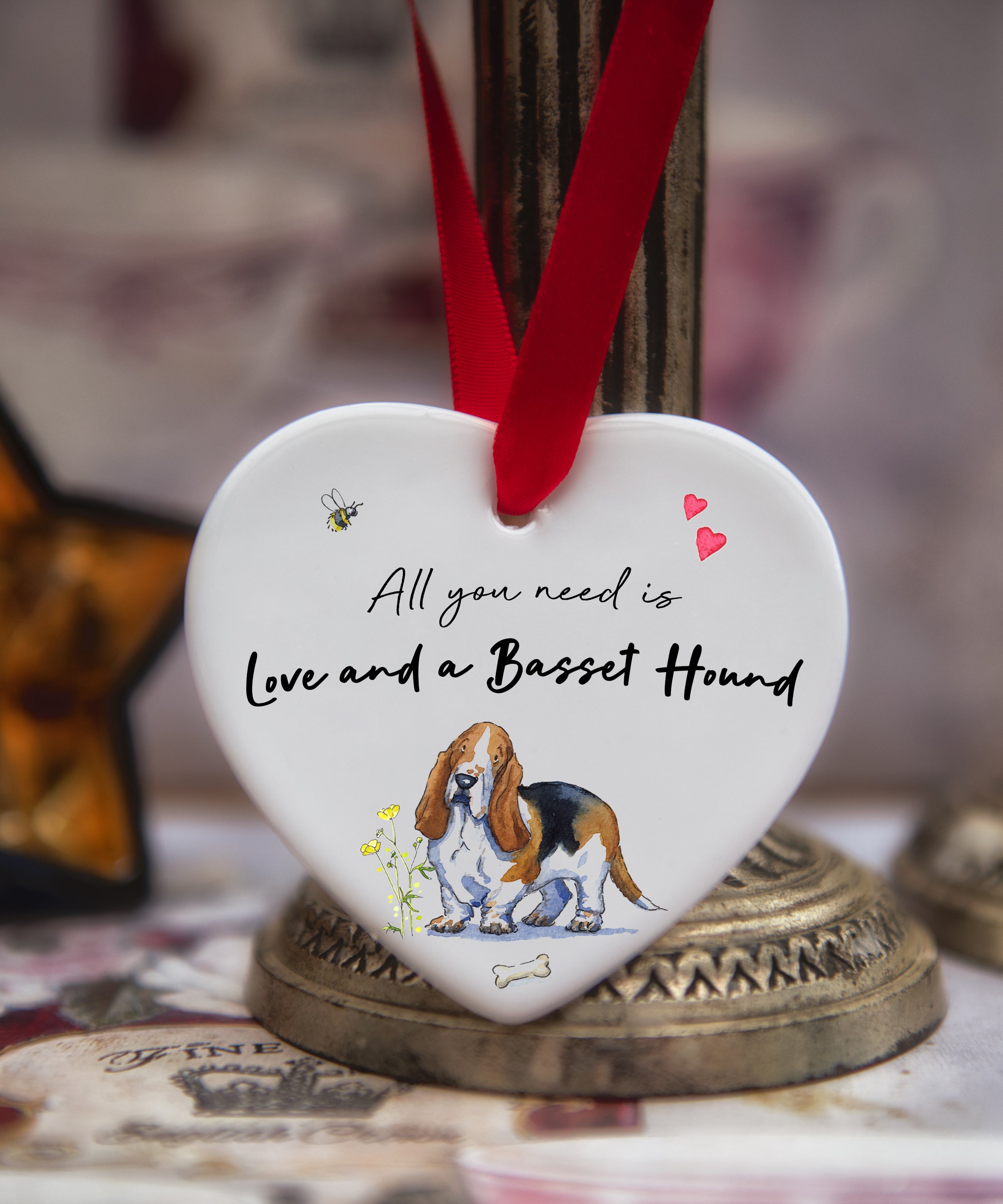 Love and a Basset Hound Ceramic Heart – Villager Jim's Shop