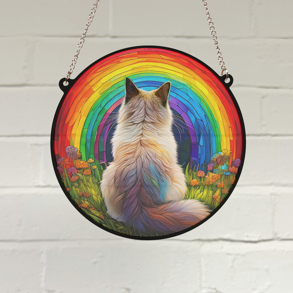 Ragdoll Cat Rainbow Bridge Stained Glass Effect Suncatcher – Villager ...