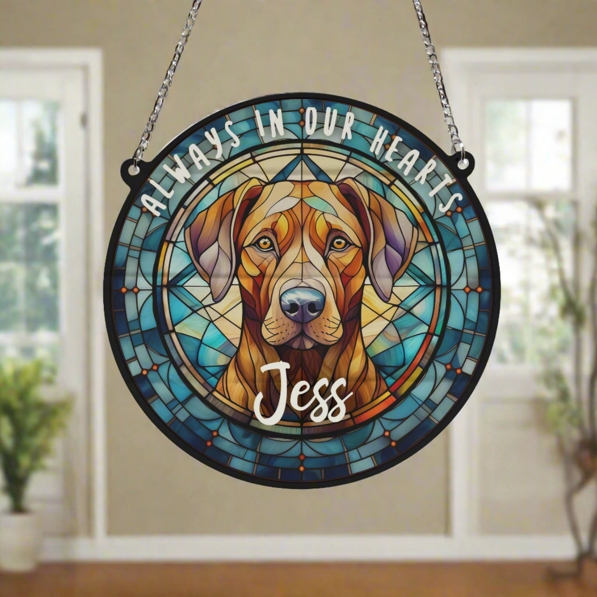 Rhodesian Ridgeback Memorial Stained Glass Effect Suncatcher – Villager ...
