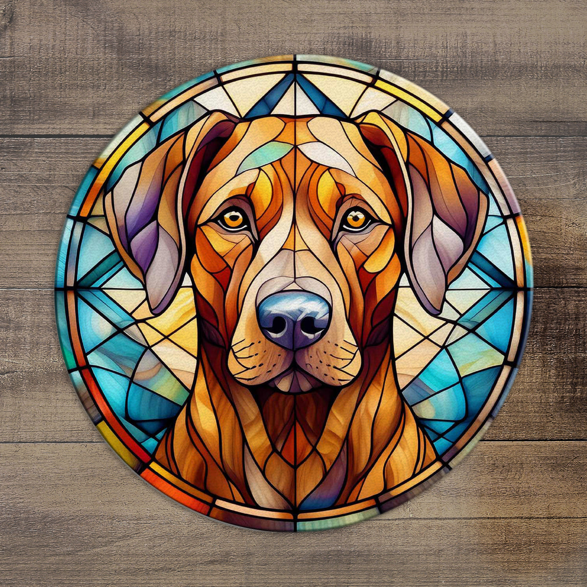 Stained Glass Pattern Rhodesian Ridgeback Rhodesian Ridgeback Glass Suncatcher Worktop Saver – Villager Jim's Shop