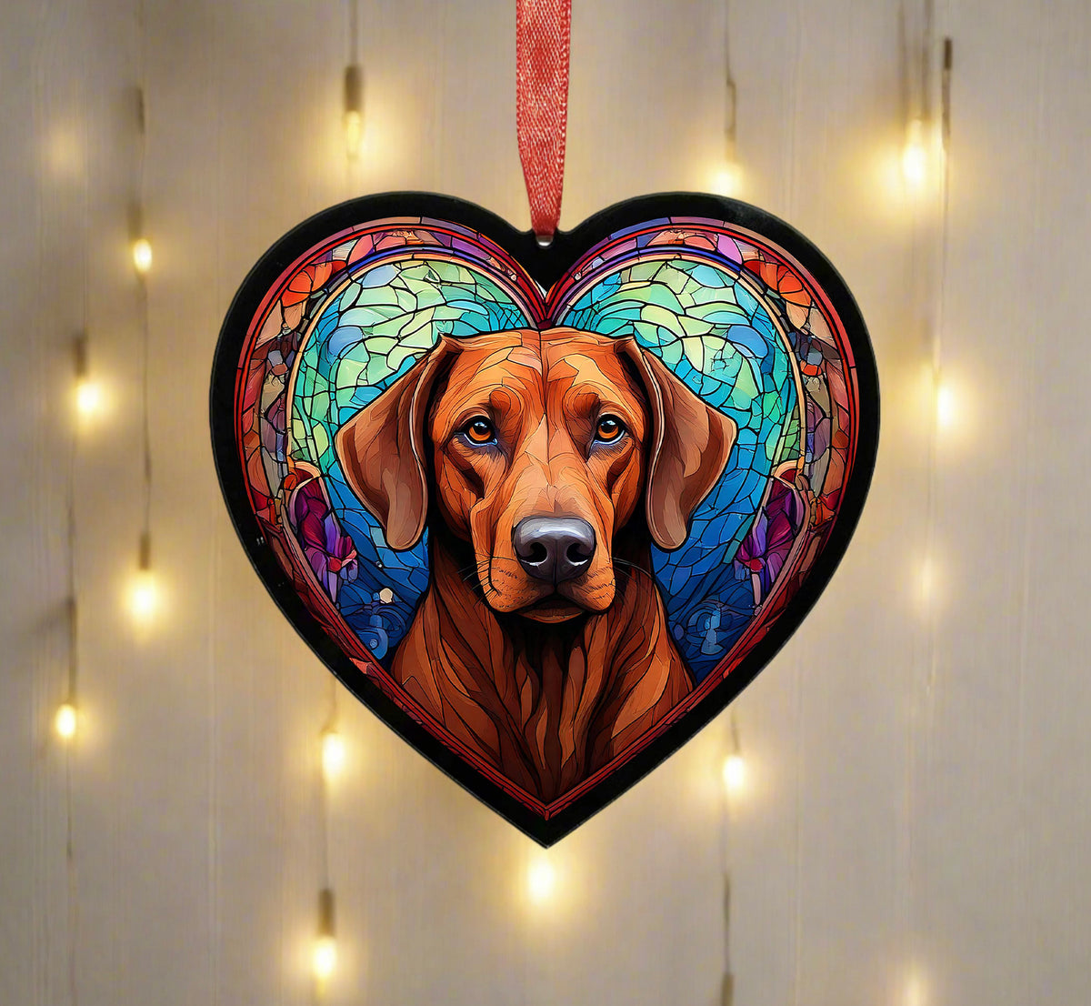 Rhodesian Ridgeback Stained Glass Effect Heart Suncatcher – Villager ...