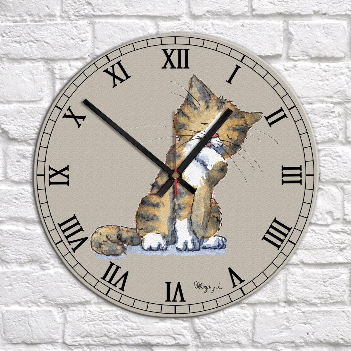 Tabby White Cat Clock Villager Jim's Shop